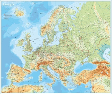 Väggkarta Europa