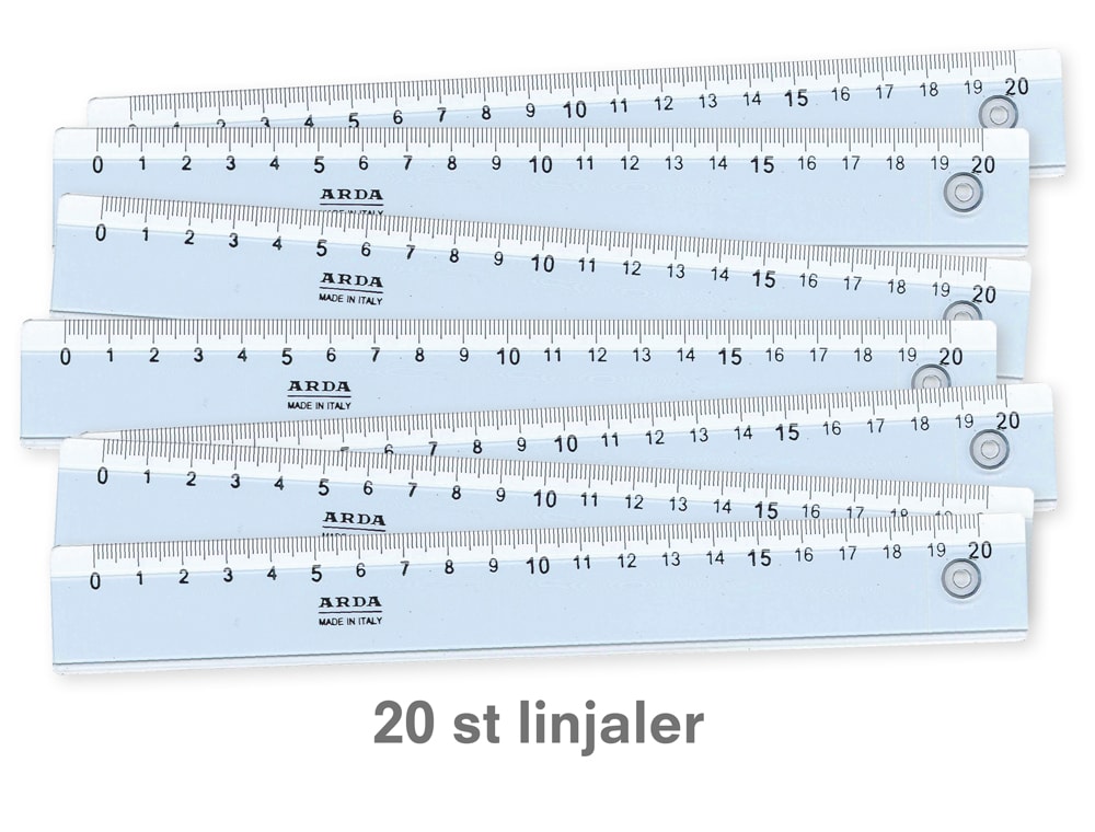 Linjaler 20 cm, transparenta med tuschkant – 20 st.