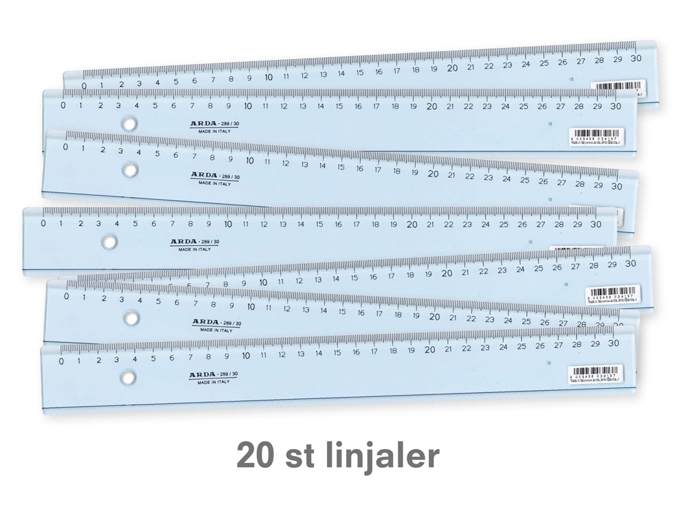 Linjaler 30 cm, transparenta med tuschkant – 20 st.