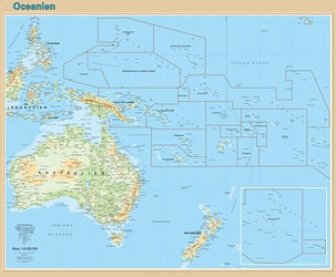Väggkarta Oceanien