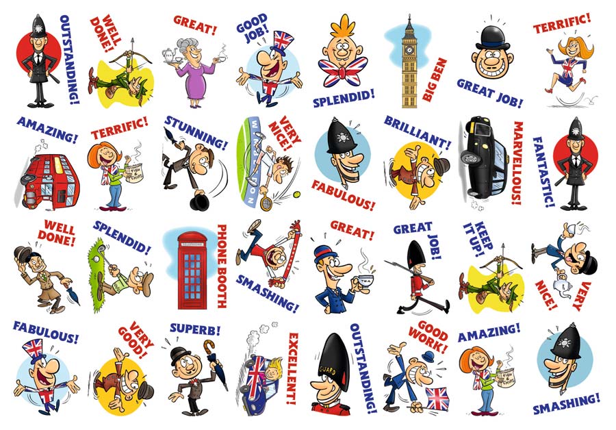 Stickers English Happy British